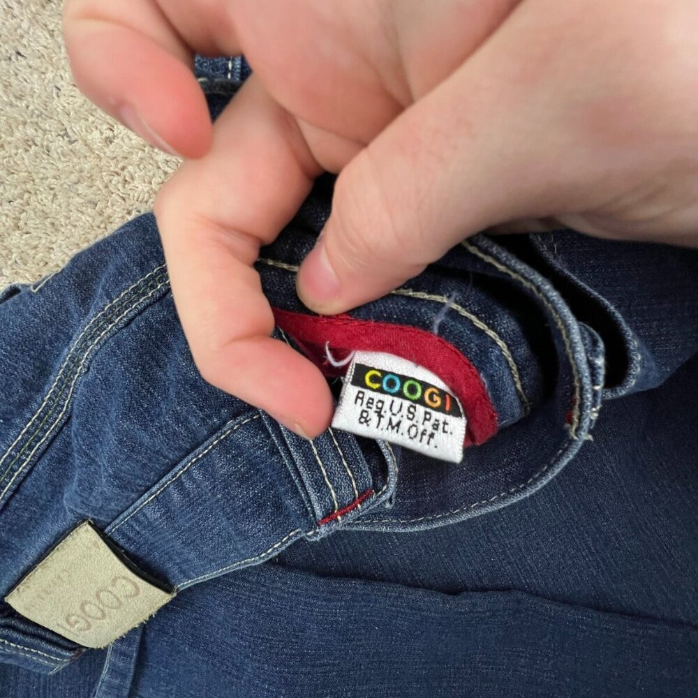 Coogi Mens 42x33 Blue Denim Pants Jeans 100% Cotton Red Green Design Pockets - Picture 14 of 14